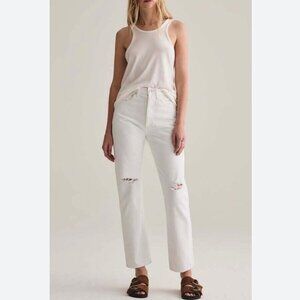 AGOLDE 90s Mid Rise Distressed White Jeans